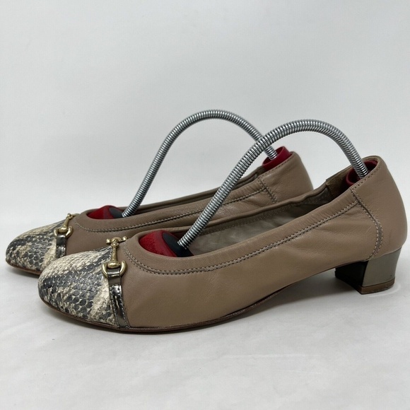 AGL Attilio Giusti Leombruni Snaffle Leather Pump Sz 38 / US 7.5 Snake Beige - Picture 2 of 11